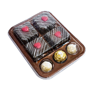 Envase para 4 brownies y 3 bombones (paquete de 5) Chocolate